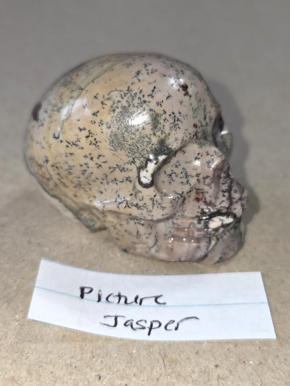 Detailed Picture Jasper Crystal Carved Skull Stone Sculpture Decor